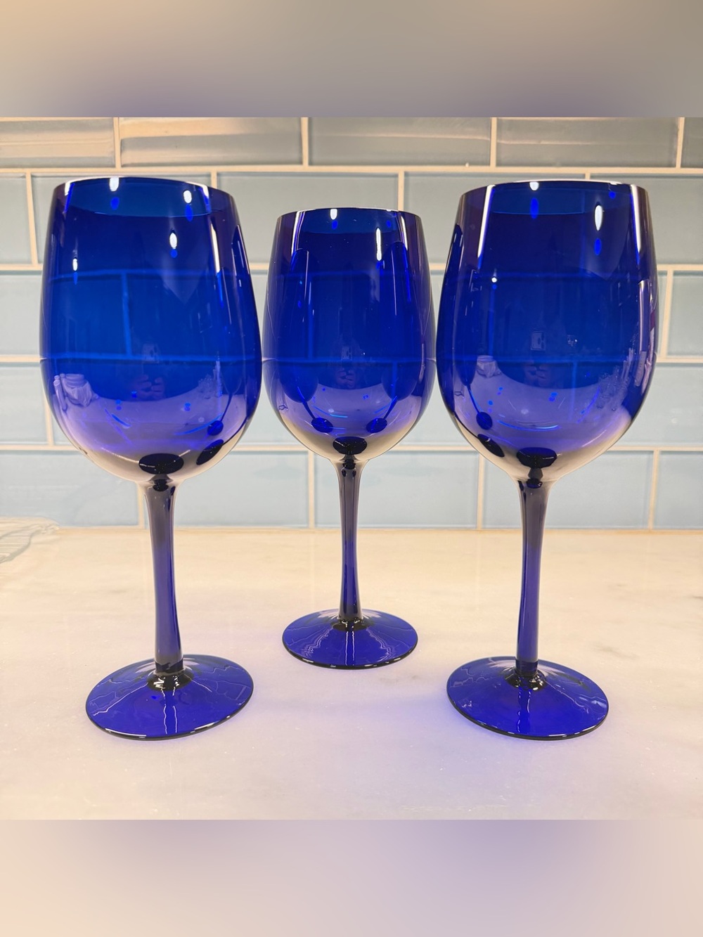 Cobalt Blue Wine Glasses - Set of 3